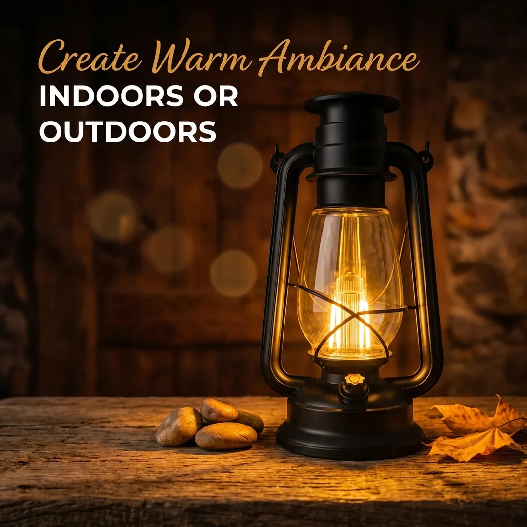 Lantern creating warm ambiance indoors