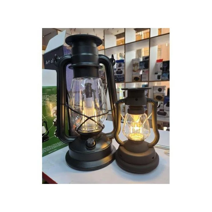 Vintage solar lantern shown in two sizes — big and small side by side
