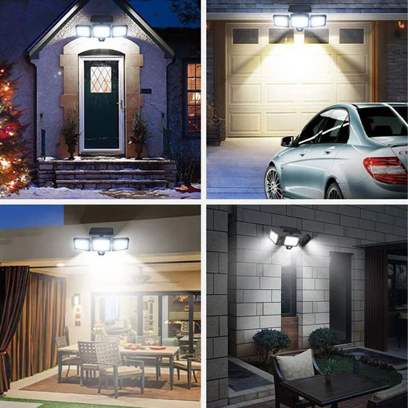 Solar sensor light over a front door, garage, patio and wall at night