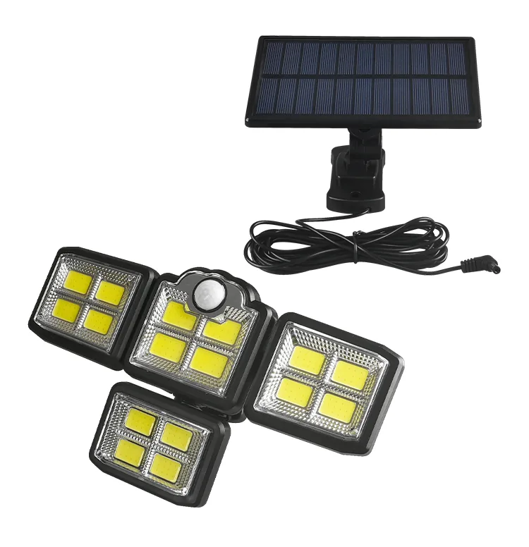 JSOTLAMP JS-1727A 4-lens solar sensor security light with separate solar panel and remote